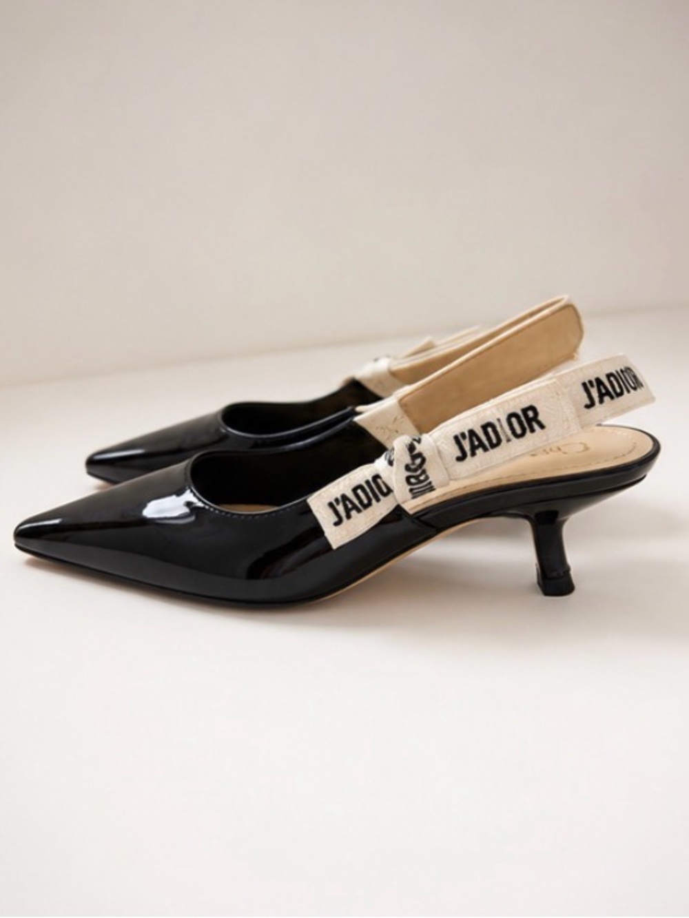 Dior Black Patent Leather Slingback Pumps with J'Adior Strap - Picture 4 of 6